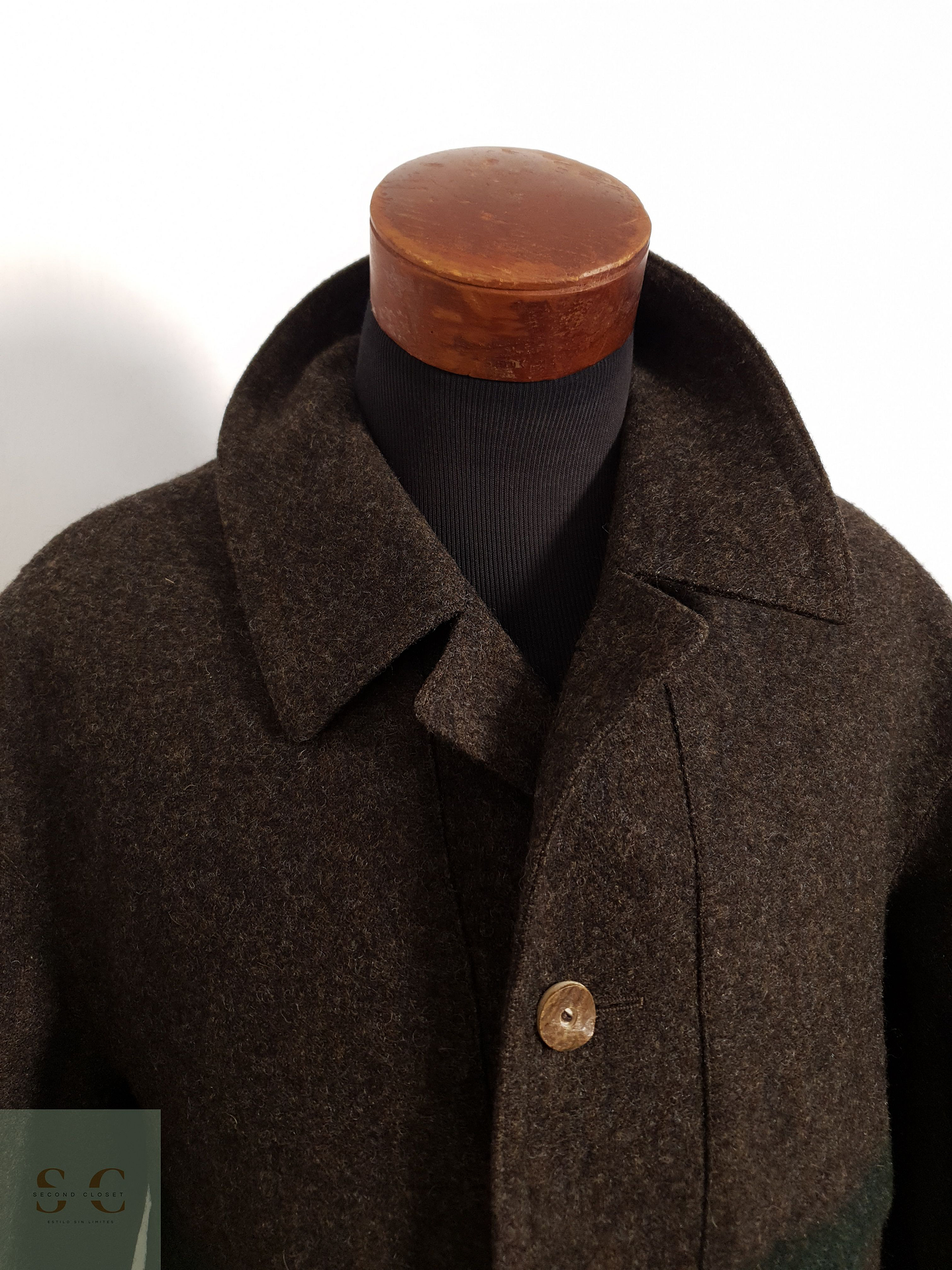 Abrigo Hirmer Abrigo alemán grueso café/verde Lana pesada Talla XL 9