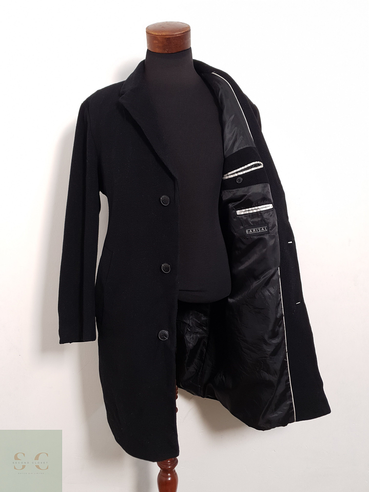 Abrigo Barisal Tres cuartos negro 70% lana virgen + 10% cashmere Talla ML 3