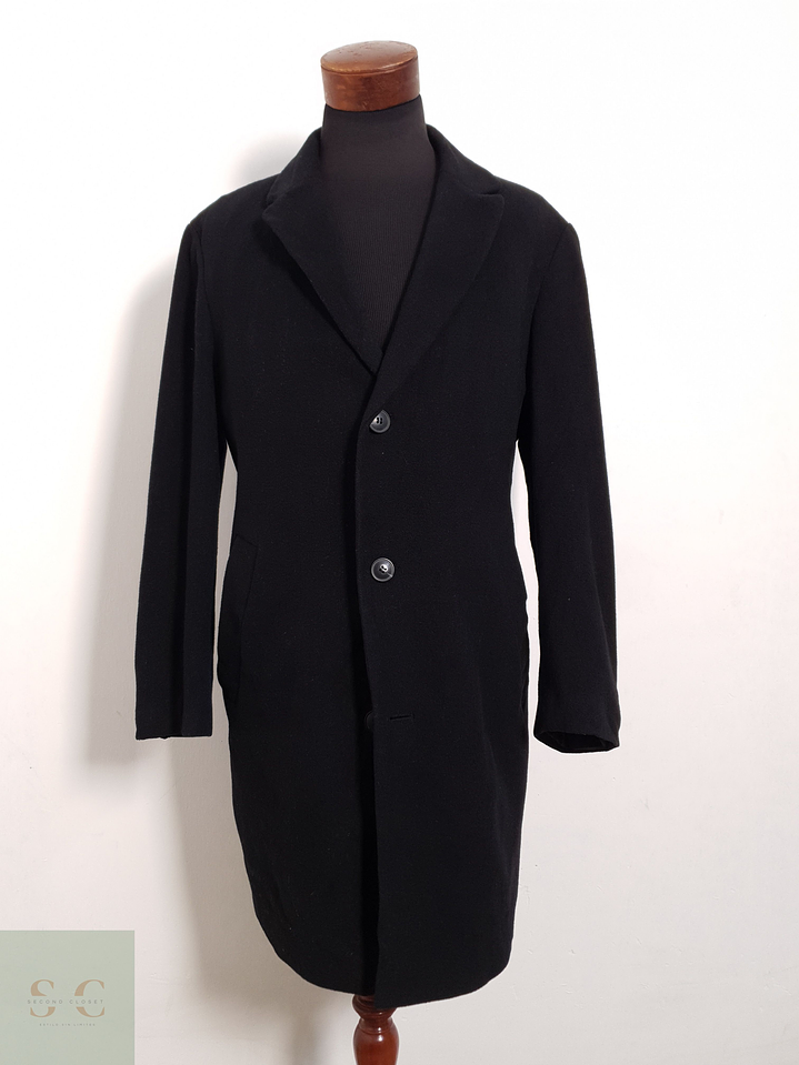 Abrigo Barisal Tres cuartos negro 70% lana virgen + 10% cashmere Talla ML 4