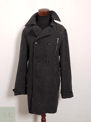 Abrigo Angelo Litrico Tres cuartos espiga plomo 70% lana Talla LXL