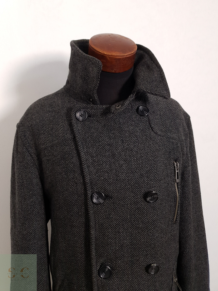 Abrigo Angelo Litrico Tres cuartos espiga plomo 70% lana Talla LXL 5