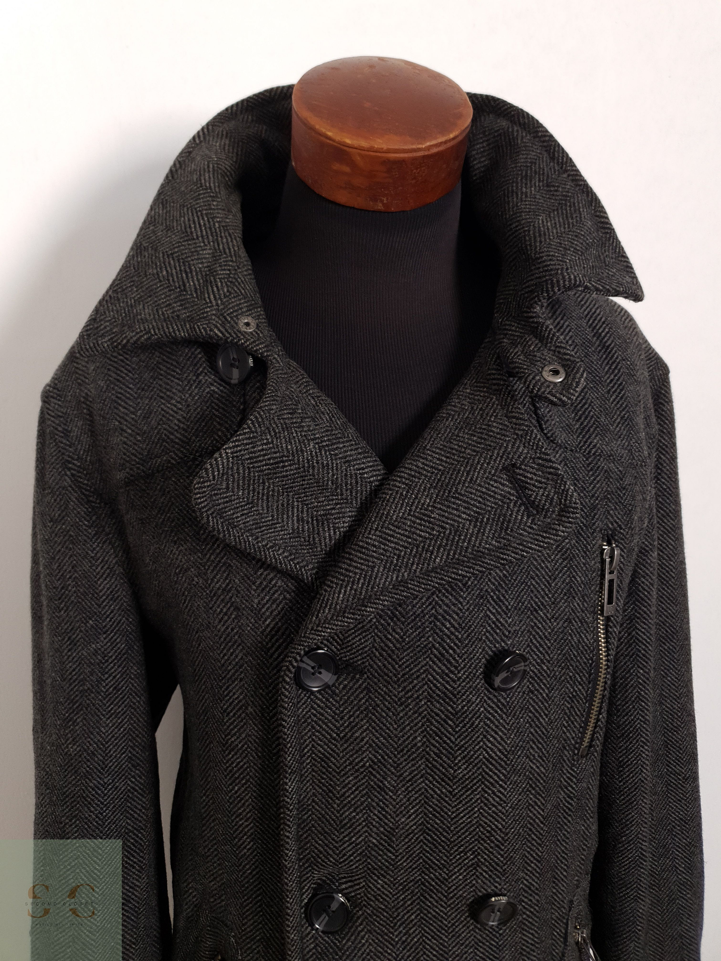 Abrigo Angelo Litrico Tres cuartos espiga plomo 70% lana Talla LXL 6