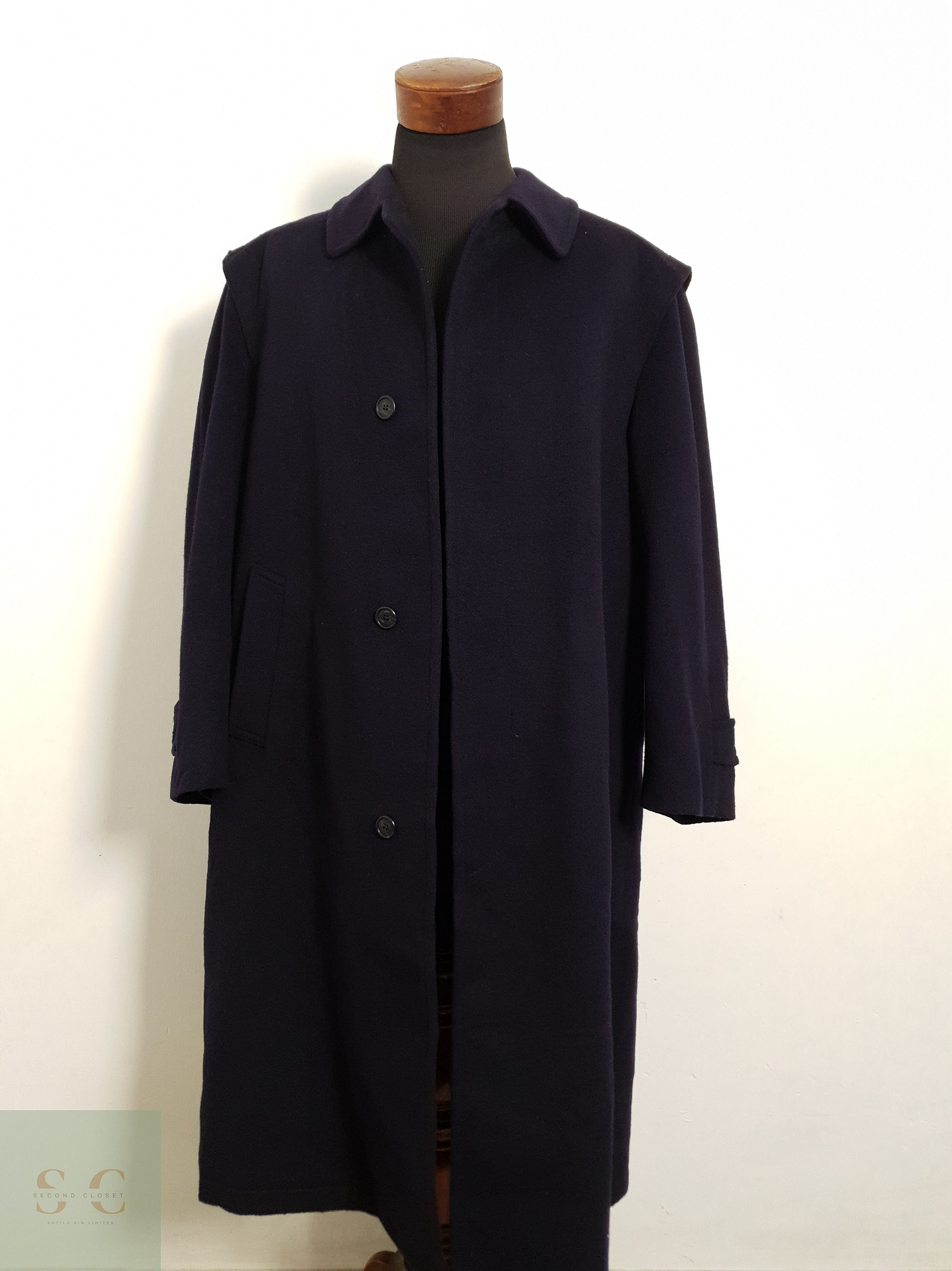 Abrigo Baur Tyroler Loden Abrigo loden largo azul 95% lana virgen Talla XL 3