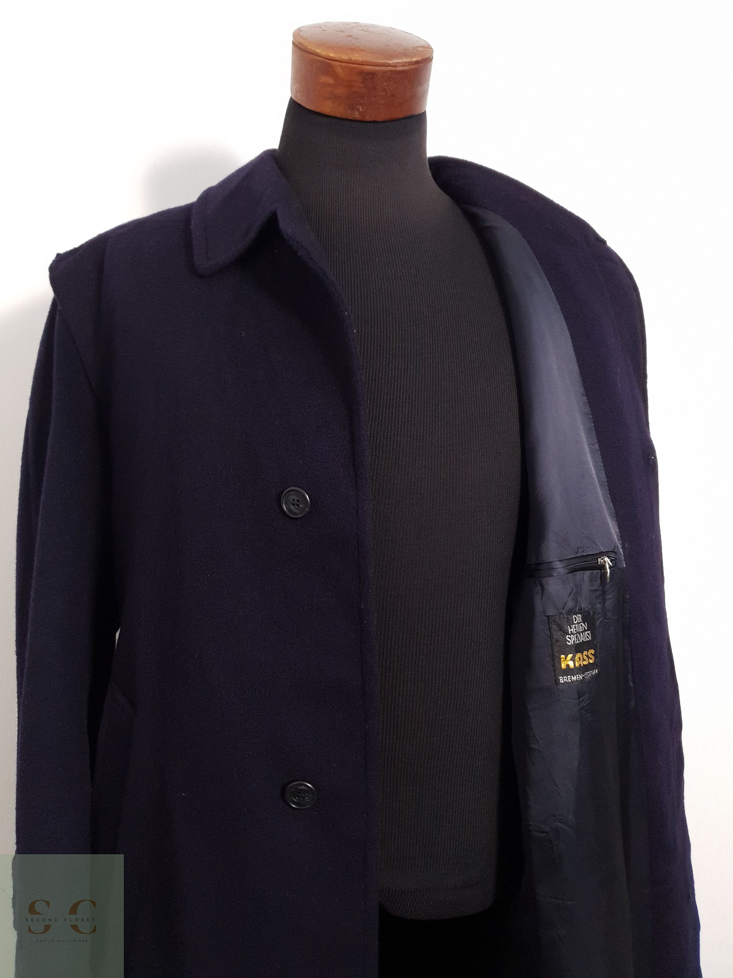 Abrigo Baur Tyroler Loden Abrigo loden largo azul 95% lana virgen Talla XL 5