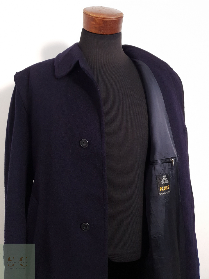 Abrigo Baur Tyroler Loden Abrigo loden largo azul 95% lana virgen Talla XL 5