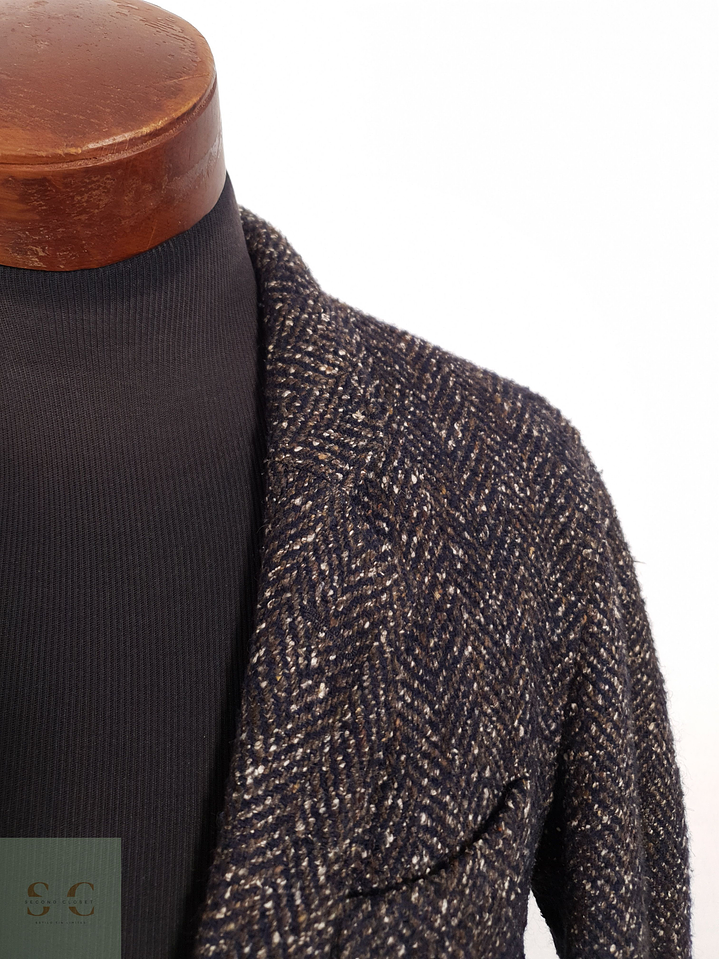 Abrigo Brax Abrigo tweed café con azul Lana virgen + alpaca + seda Talla M 3