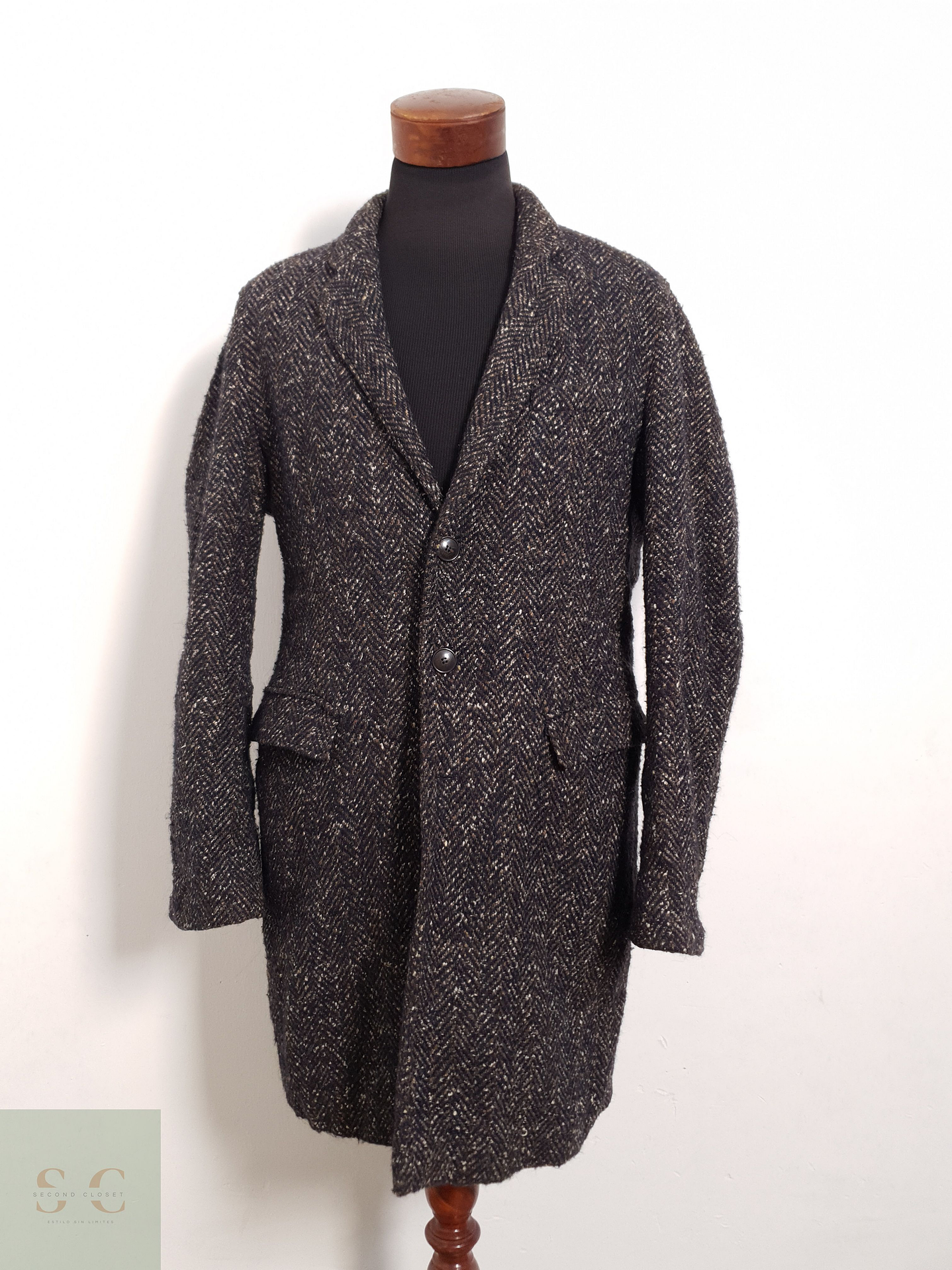 Abrigo Brax Abrigo tweed café con azul Lana virgen + alpaca + seda Talla M 5