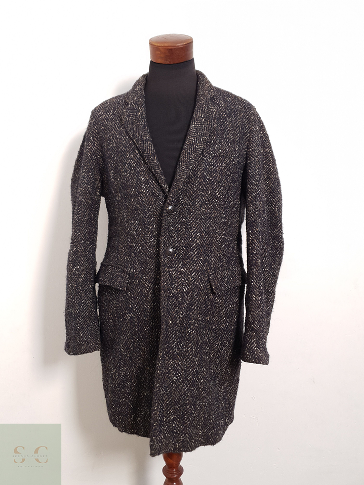 Abrigo Brax Abrigo tweed café con azul Lana virgen + alpaca + seda Talla M 5