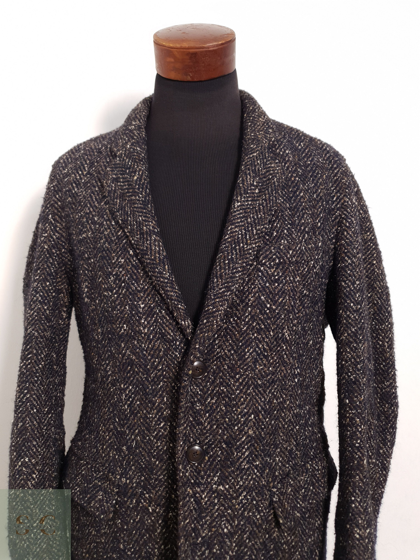 Abrigo Brax Abrigo tweed café con azul Lana virgen + alpaca + seda Talla M 6