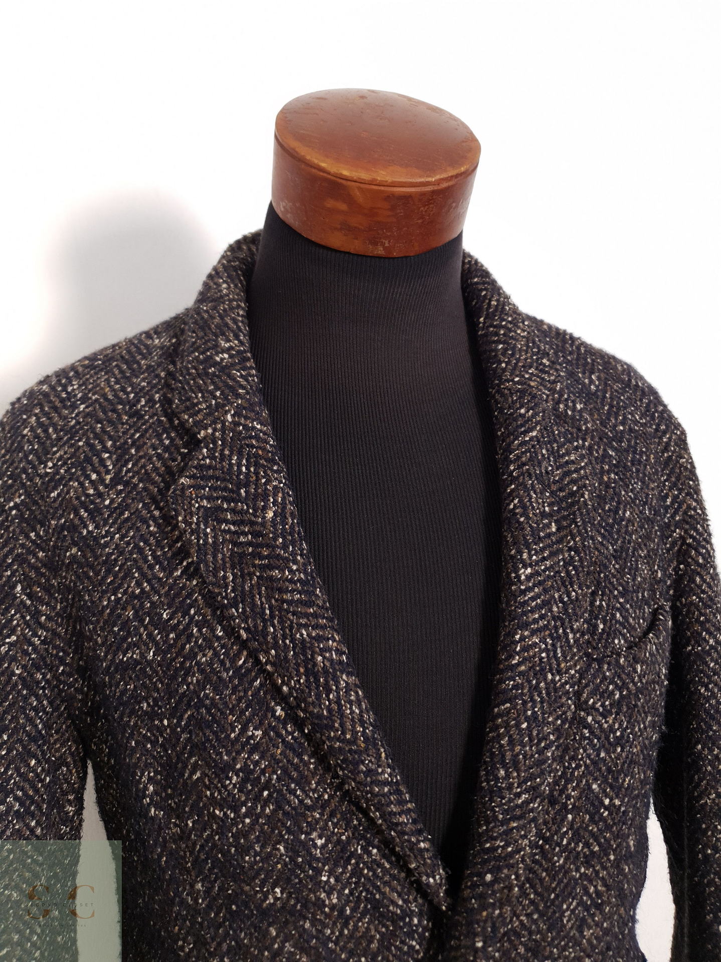 Abrigo Brax Abrigo tweed café con azul Lana virgen + alpaca + seda Talla M 7