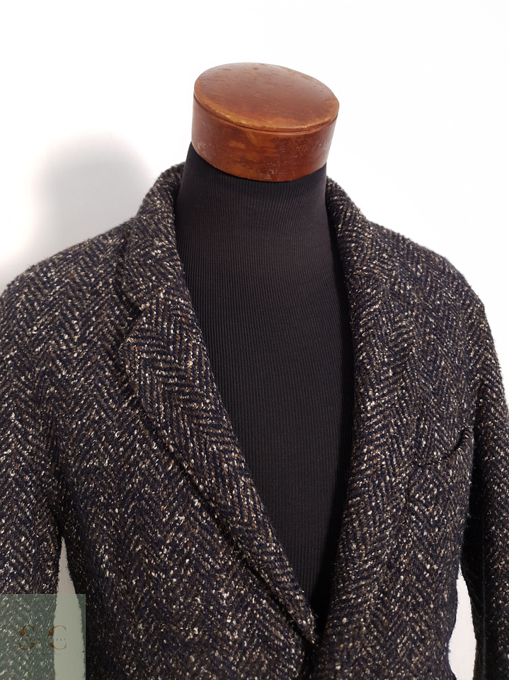 Abrigo Brax Abrigo tweed café con azul Lana virgen + alpaca + seda Talla M 7