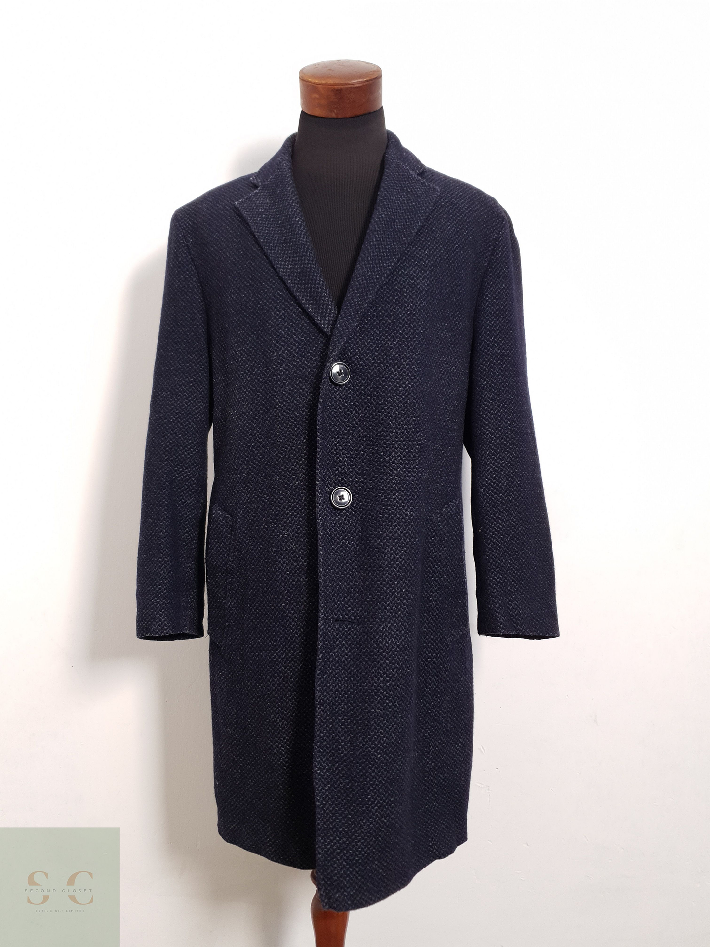 Abrigo René Lezard Abrigo tres cuartos azul lana Talla L 1