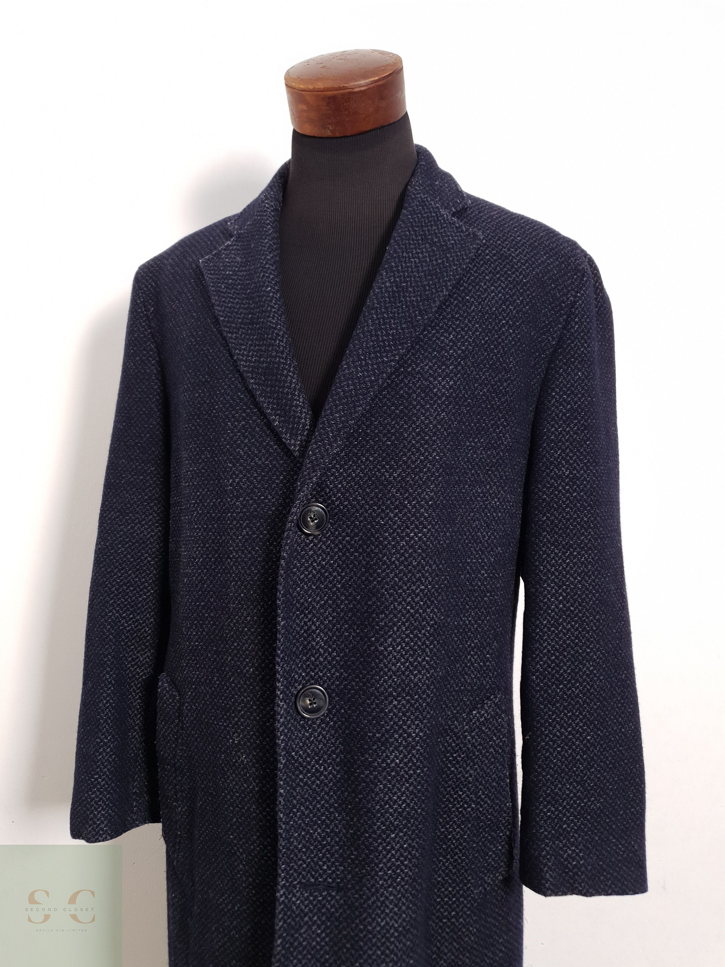 Abrigo René Lezard Abrigo tres cuartos azul lana Talla L 5