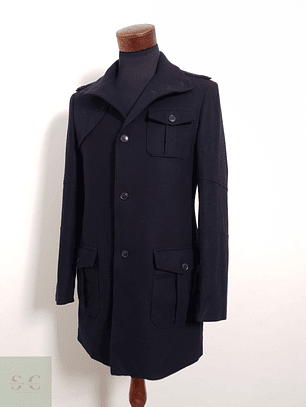 Abrigo Finshley & Harding Abrigo militar azul marino lana Talla SM