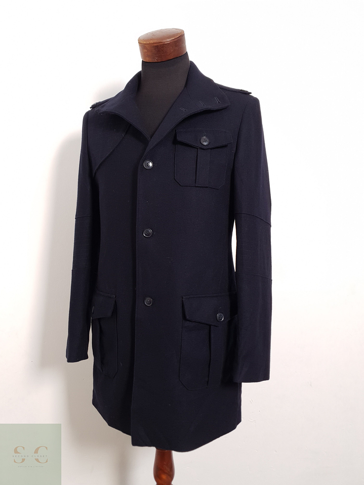 Abrigo Finshley & Harding Abrigo militar azul marino lana Talla SM 1