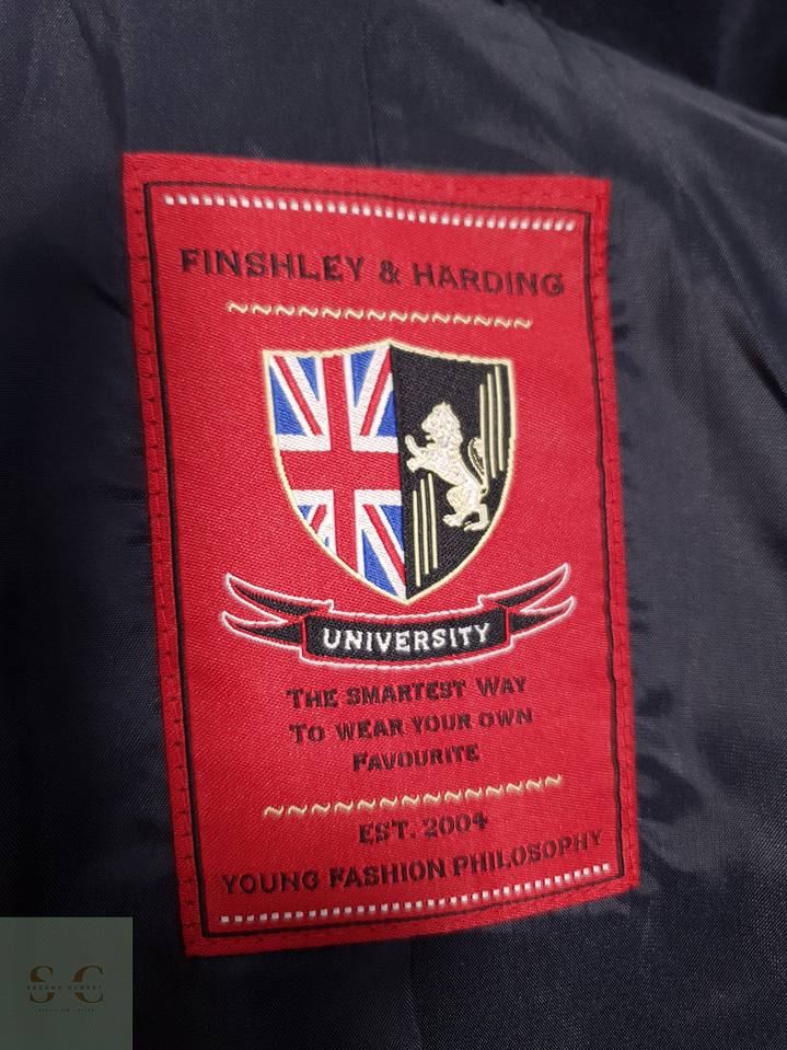 Abrigo Finshley & Harding Abrigo militar azul marino lana Talla SM 8