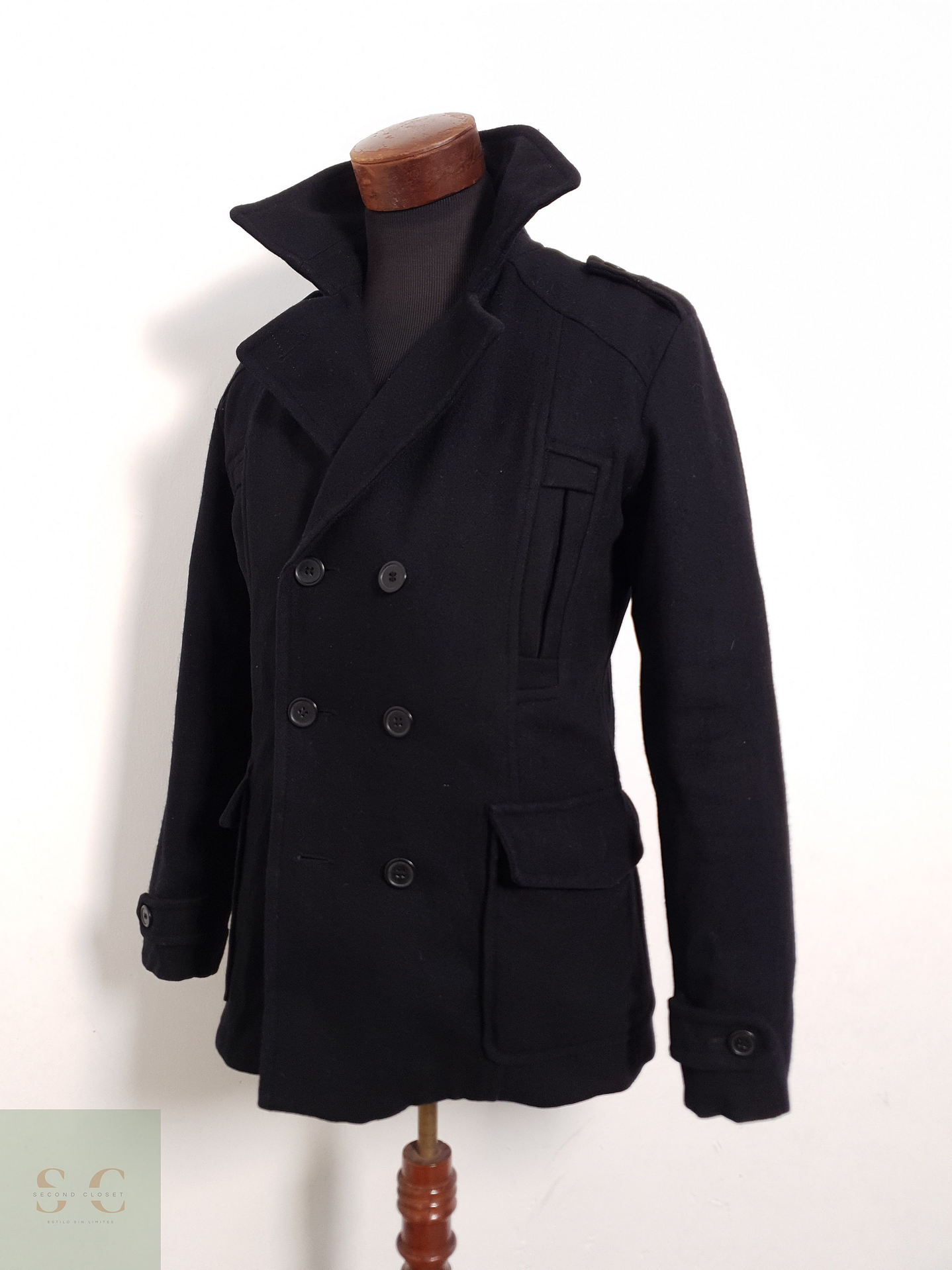 Abrigo Smog Marinero negro lana Talla SM 2