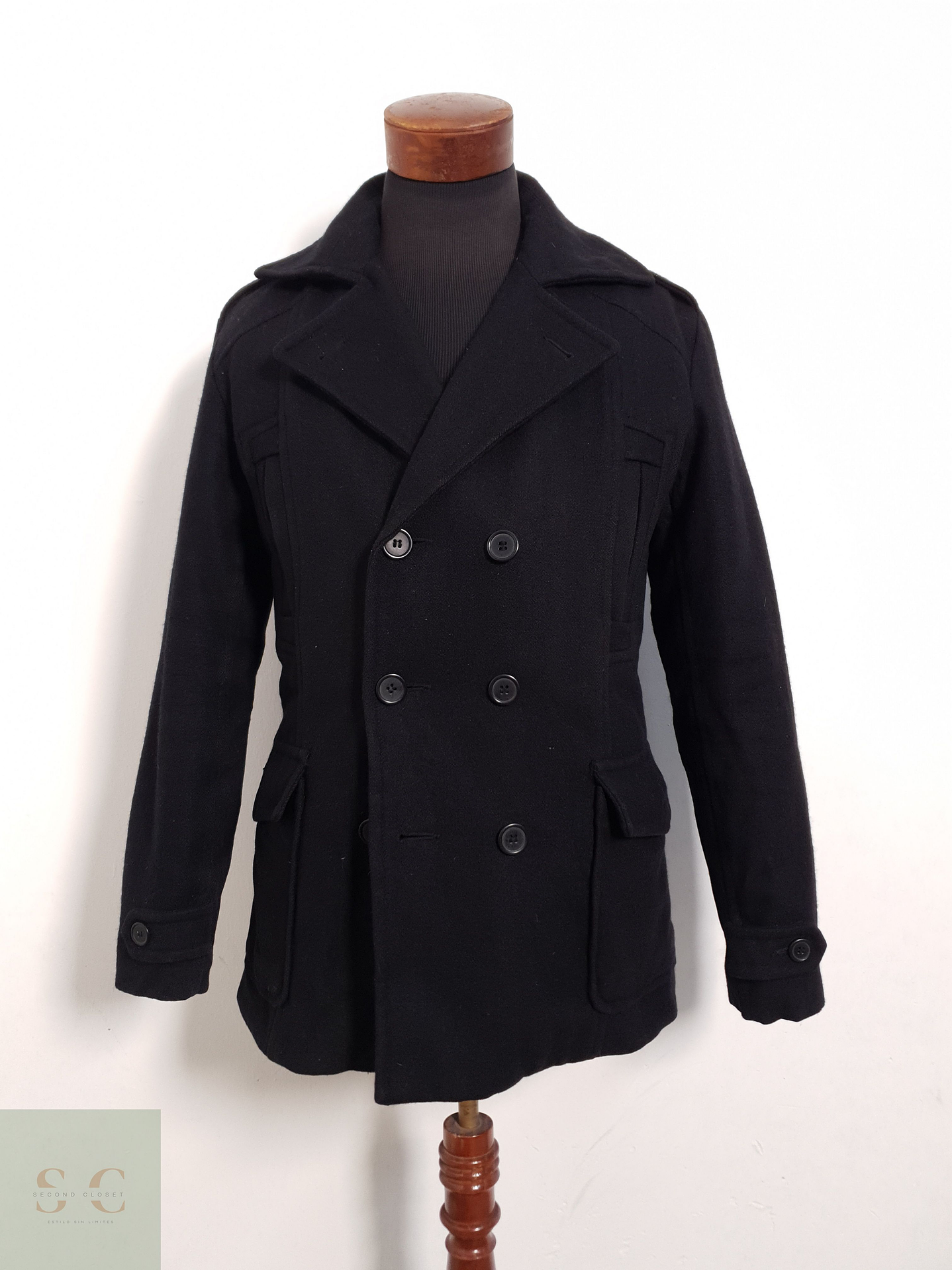 Abrigo Smog Marinero negro lana Talla SM 3