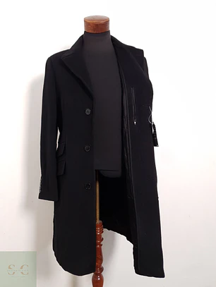 Abrigo H&M Abrigo negro recto lana Talla SM