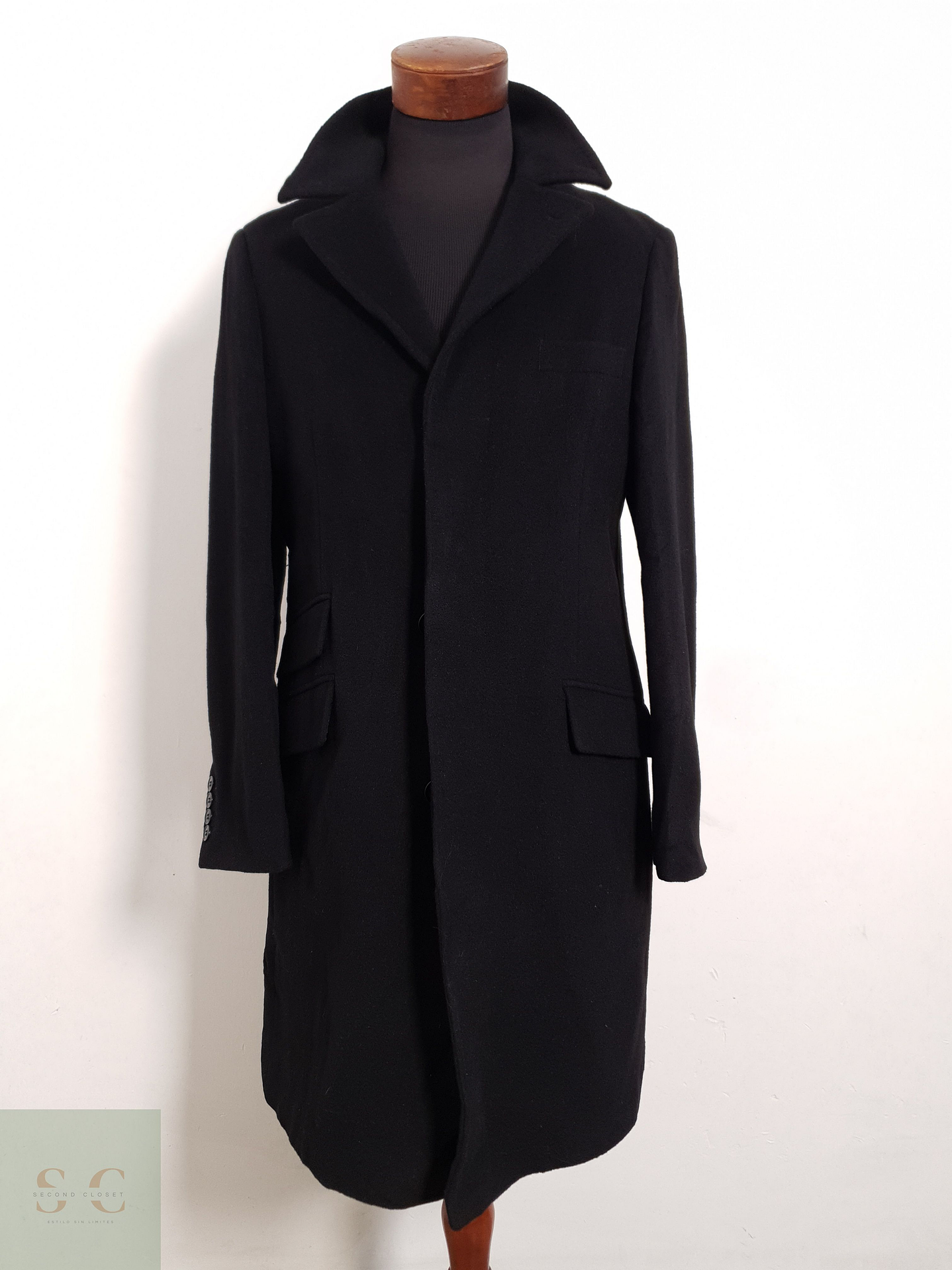 Abrigo H&M Abrigo negro recto lana Talla SM 3