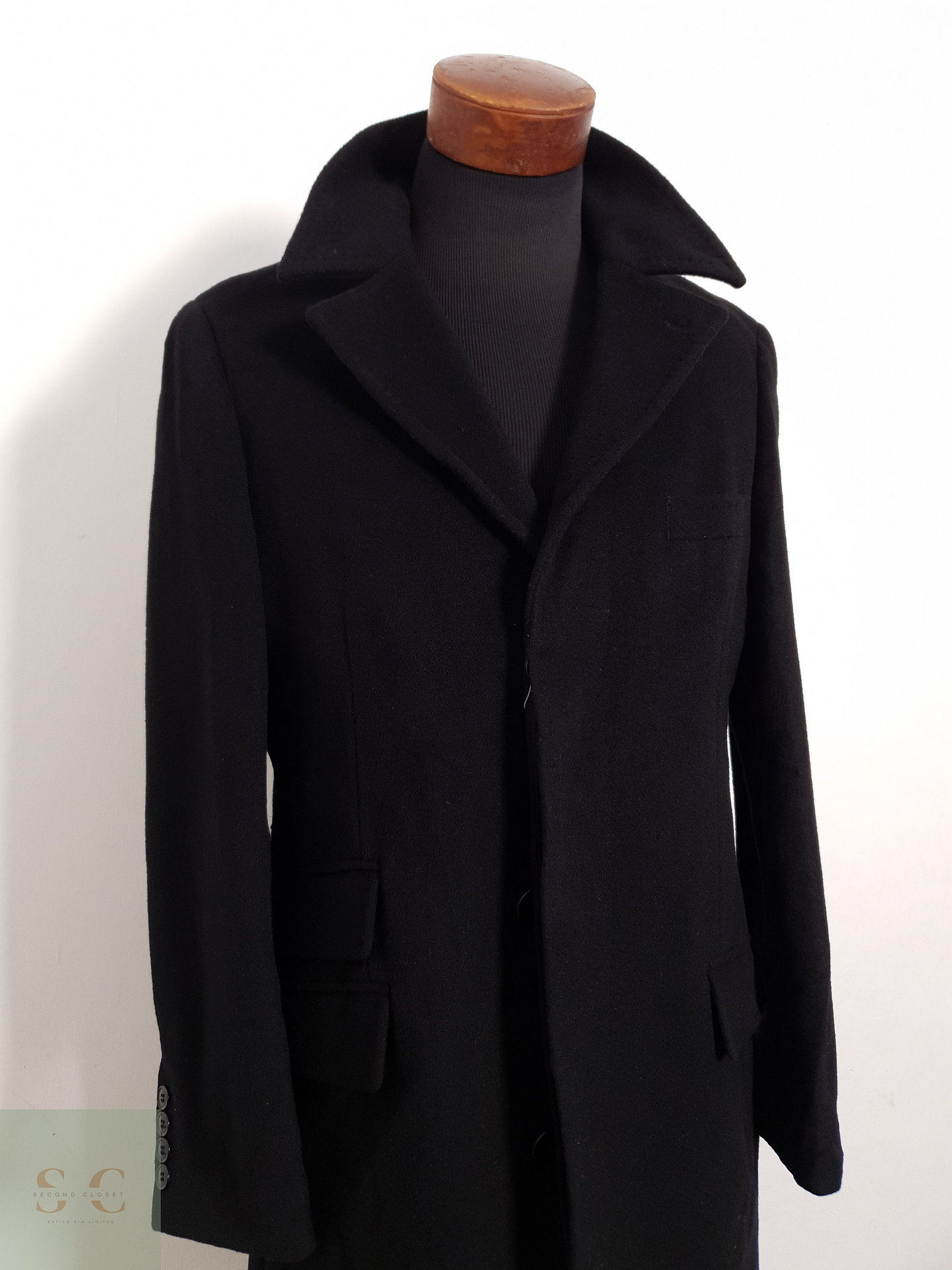 Abrigo H&M Abrigo negro recto lana Talla SM 4