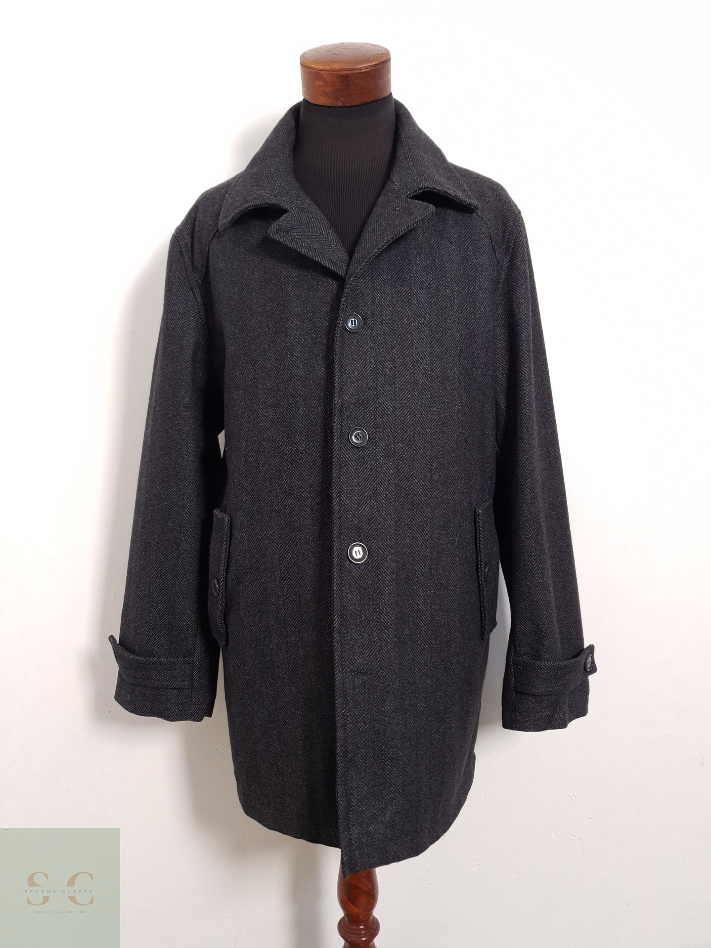 Abrigo Man by Tchibo Abrigo espiga plomo lana virgen Talla XL 4