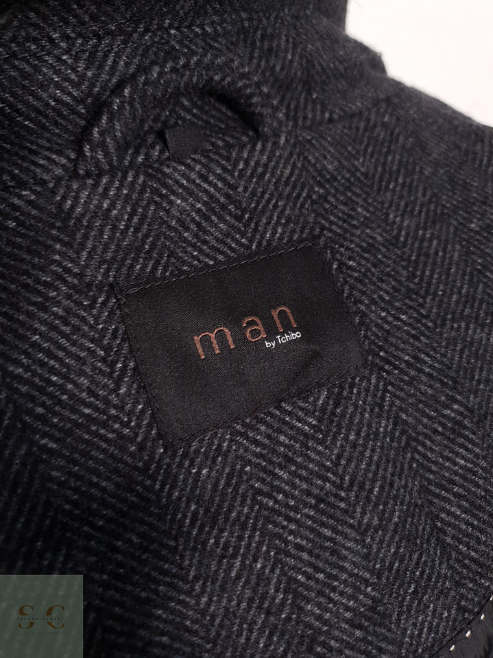 Abrigo Man by Tchibo Abrigo espiga plomo lana virgen Talla XL 6