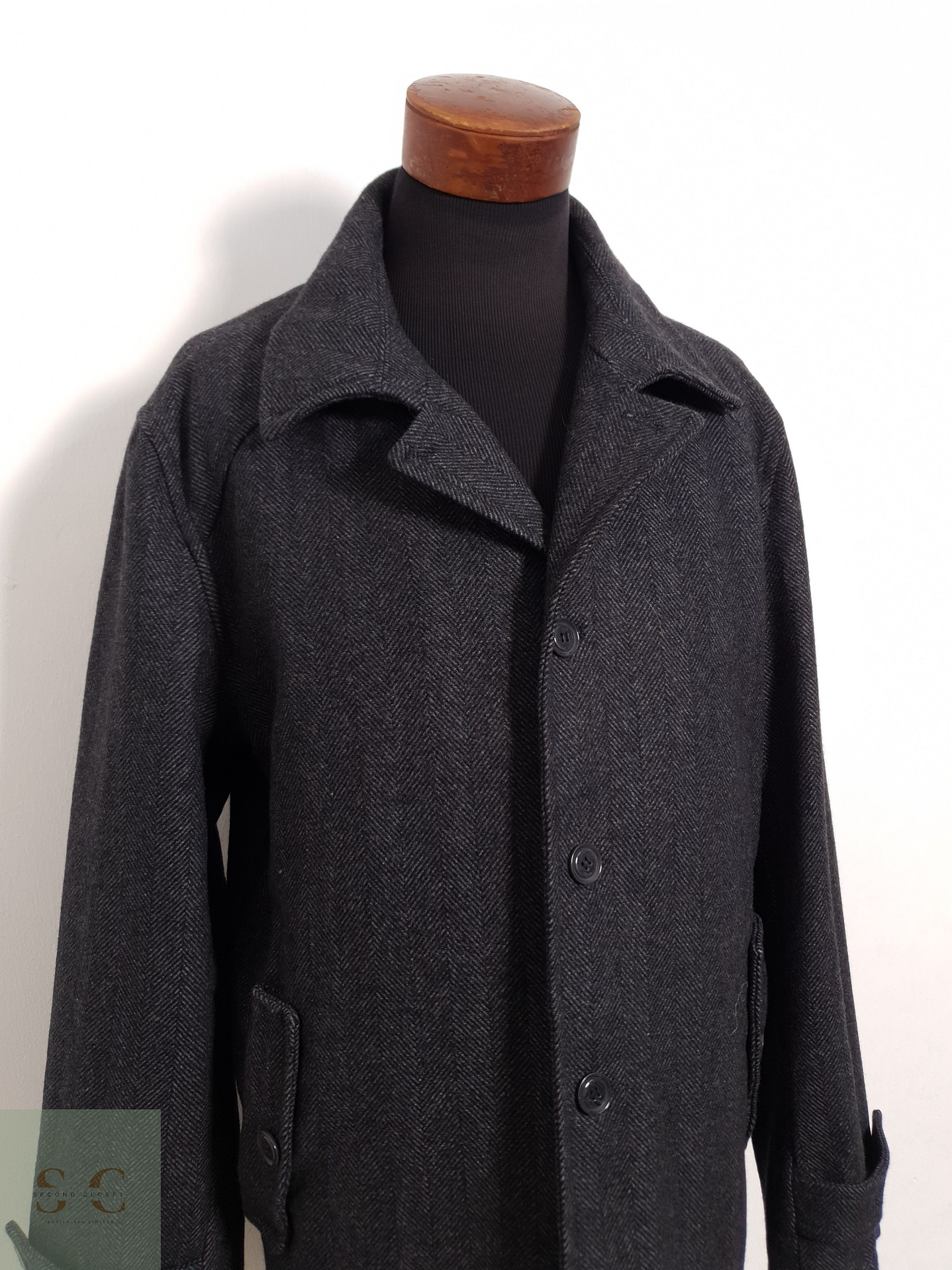 Abrigo Man by Tchibo Abrigo espiga plomo lana virgen Talla XL 7