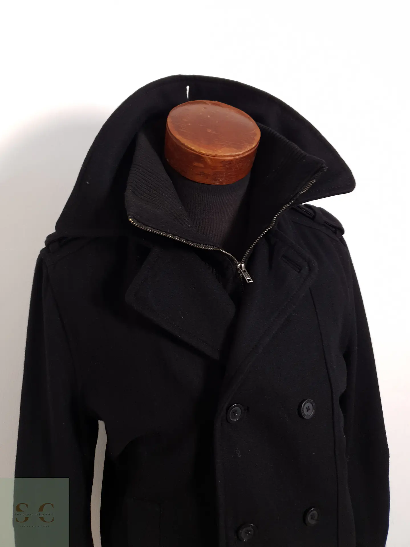 Abrigo H&M Marinero negro lana reciclada Lana reciclada Talla SM 2
