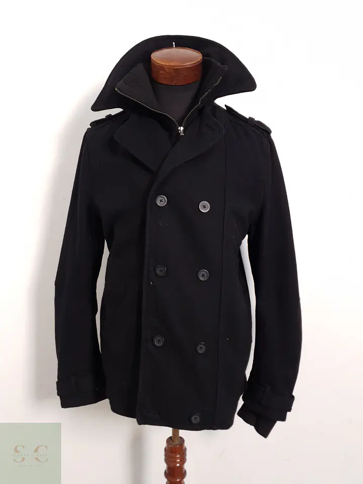 Abrigo H&M Marinero negro lana reciclada Lana reciclada Talla SM 1