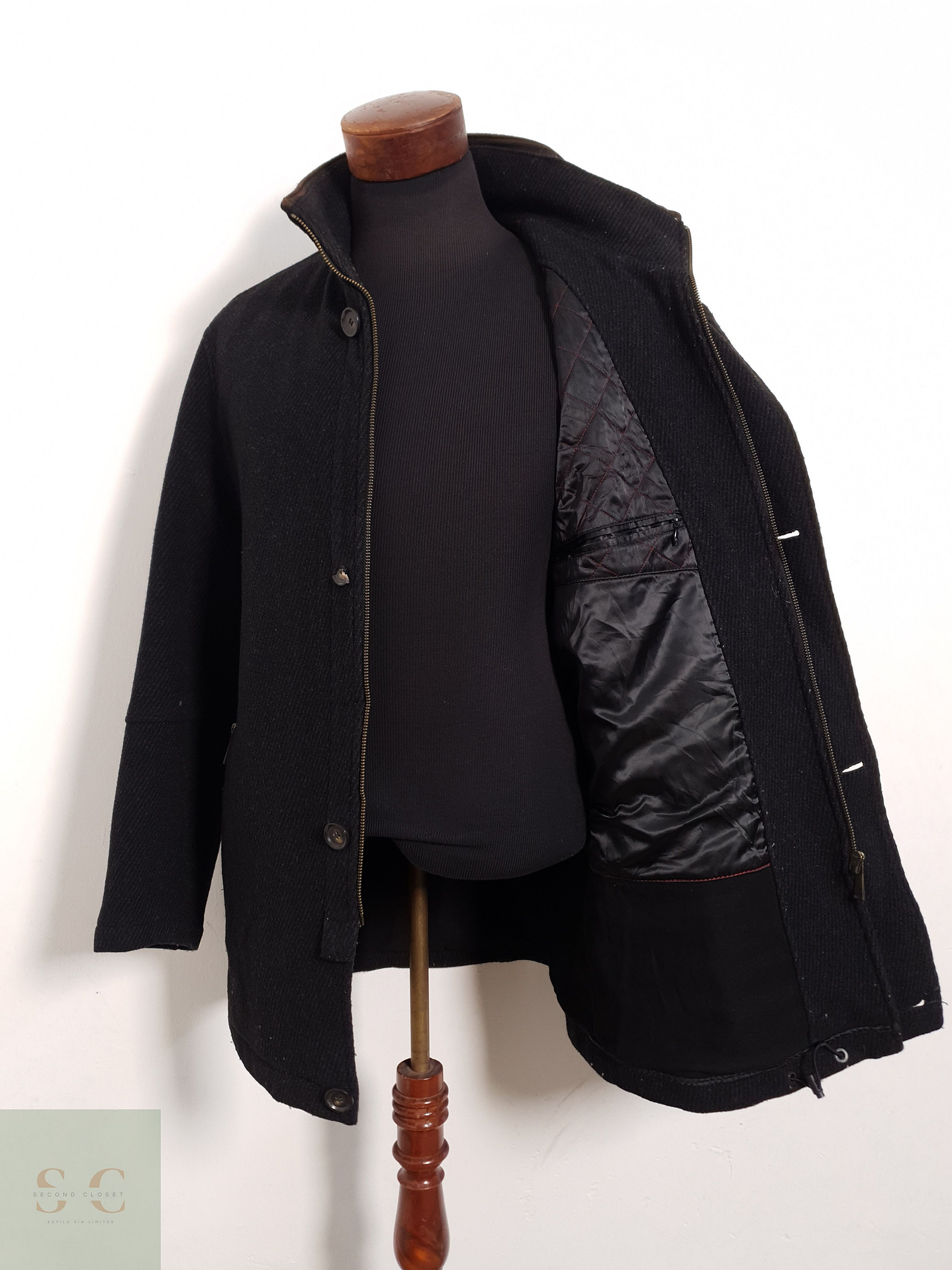 Abrigo Bugatti Chaquetón plomo oscuro lana Talla L 1