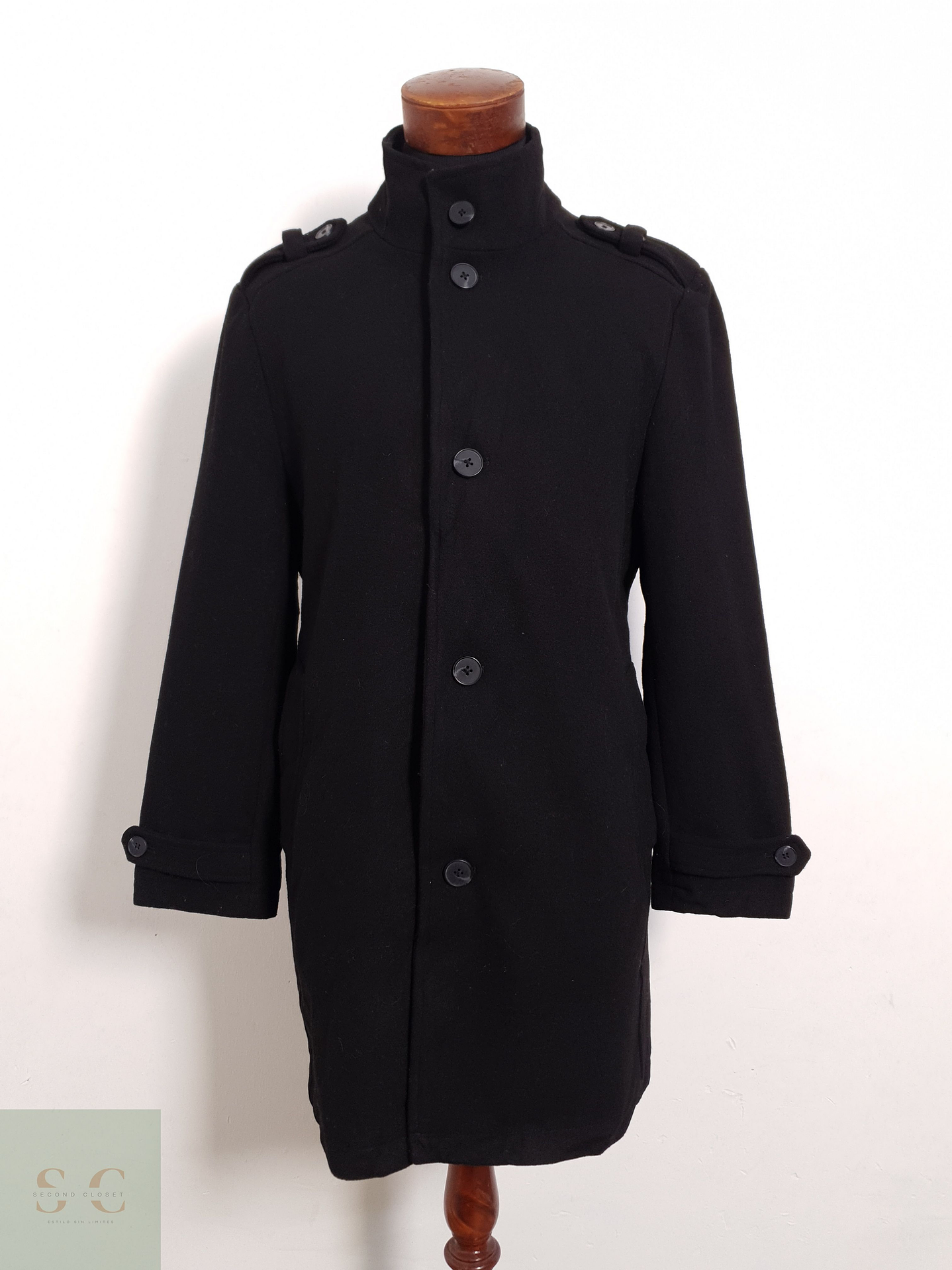 Abrigo Bexleys Abrigo negro recto lana Talla M 1