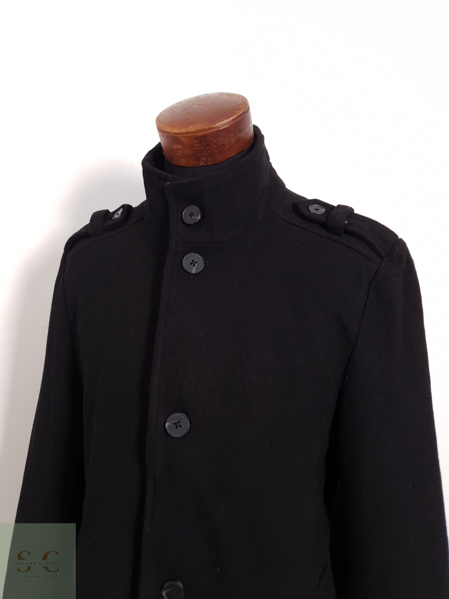 Abrigo Bexleys Abrigo negro recto lana Talla M 2