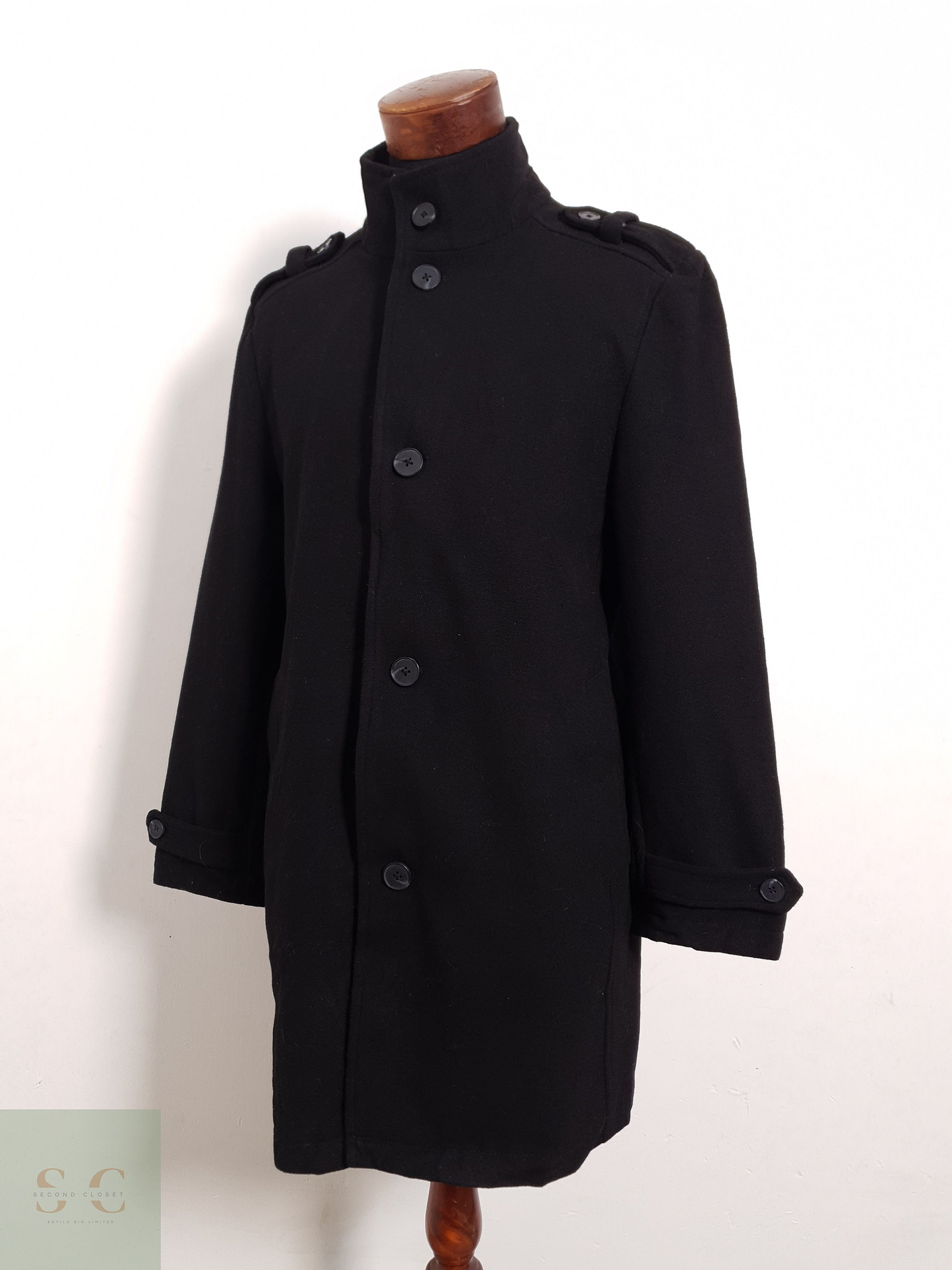 Abrigo Bexleys Abrigo negro recto lana Talla M 6