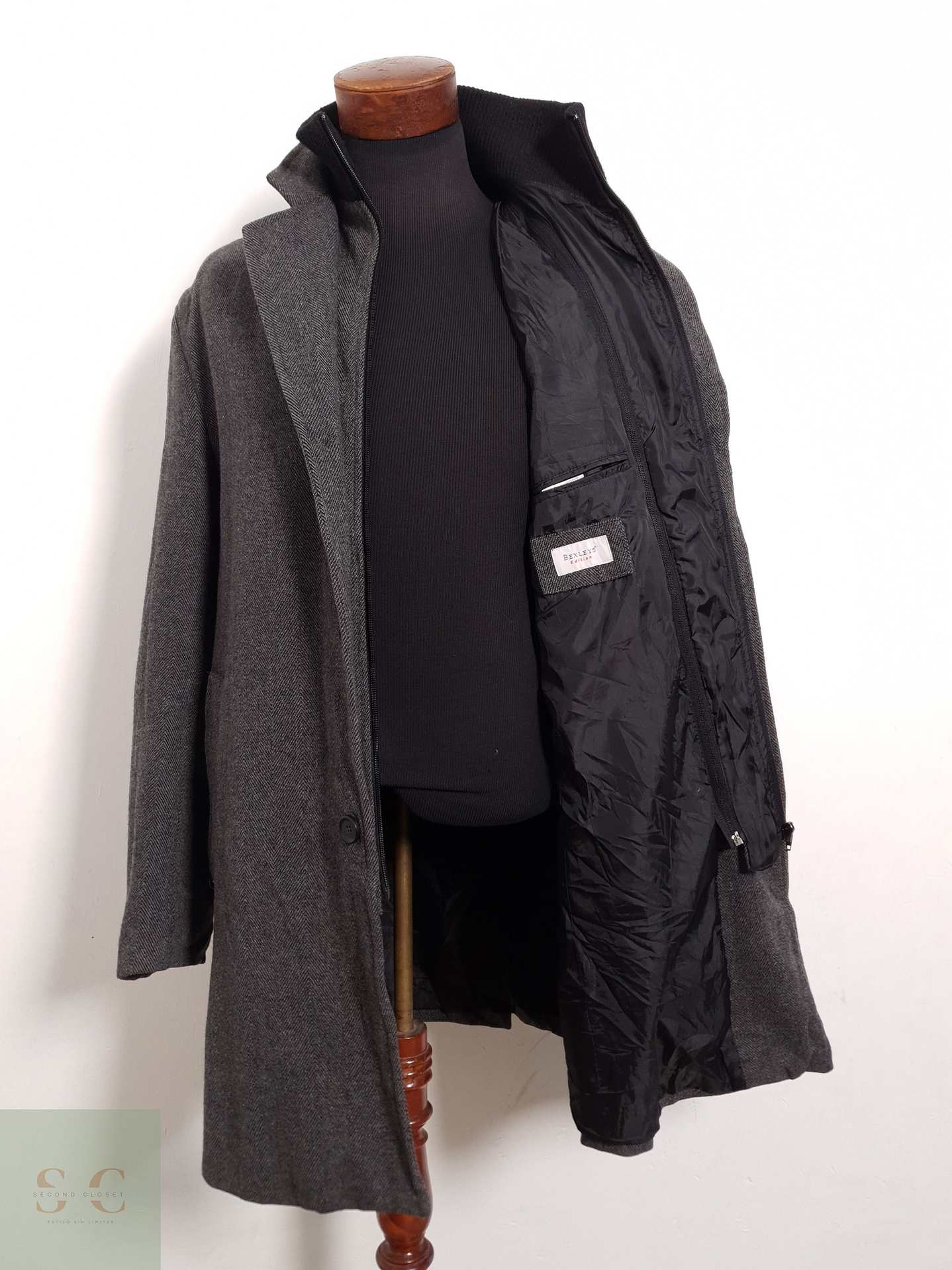 Abrigo Bexleys Abrigo espiga plomo clásico lana Talla XL 1