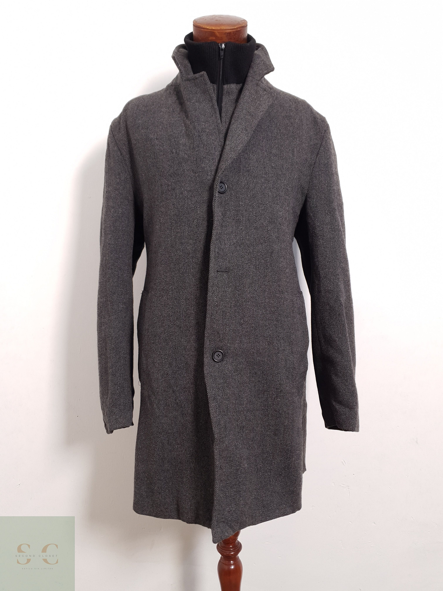 Abrigo Bexleys Abrigo espiga plomo clásico lana Talla XL 8