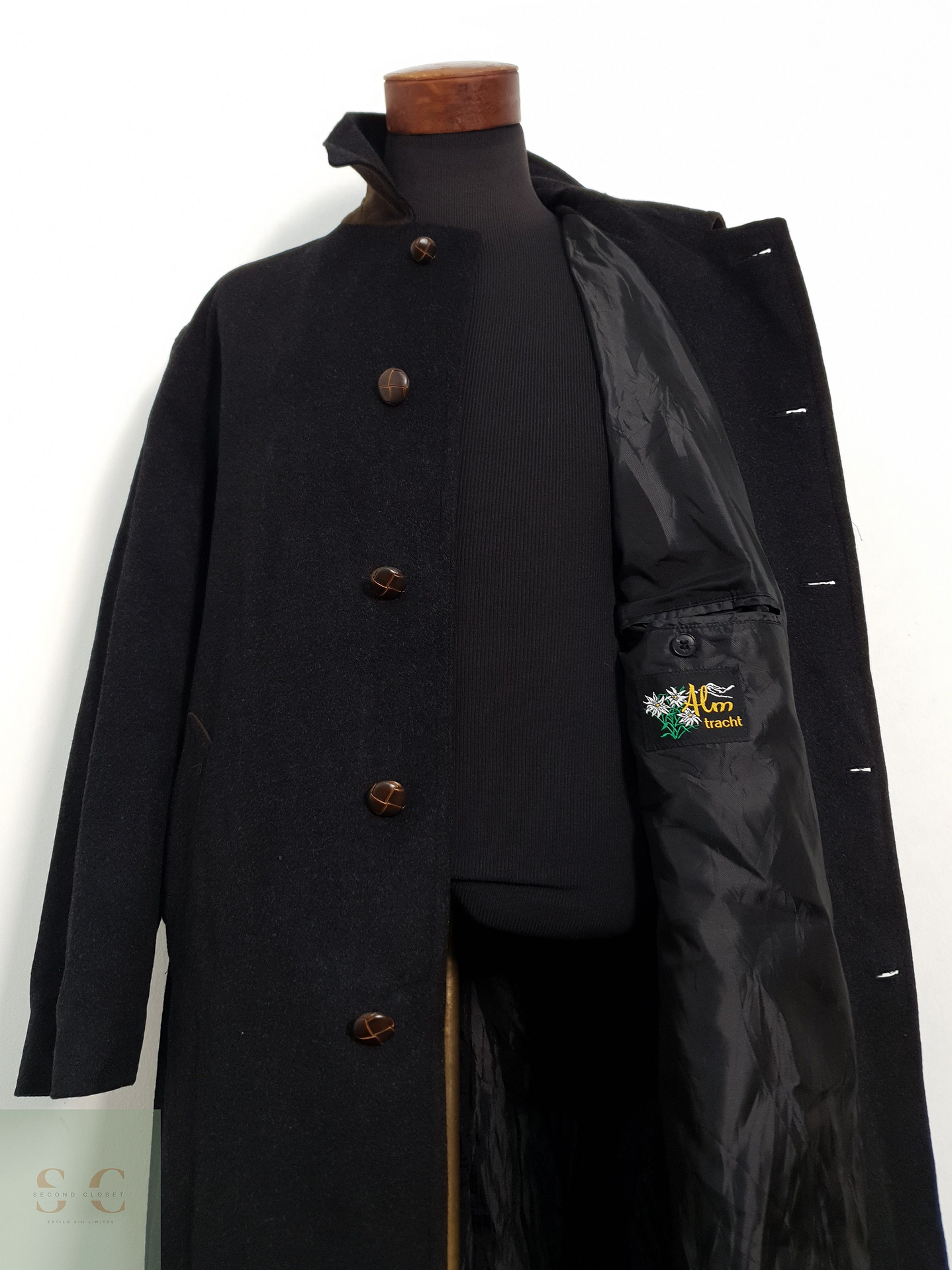 Abrigo Largo Loden Original Lana & Alpaca – Talla XL – Botones de Cuero 3