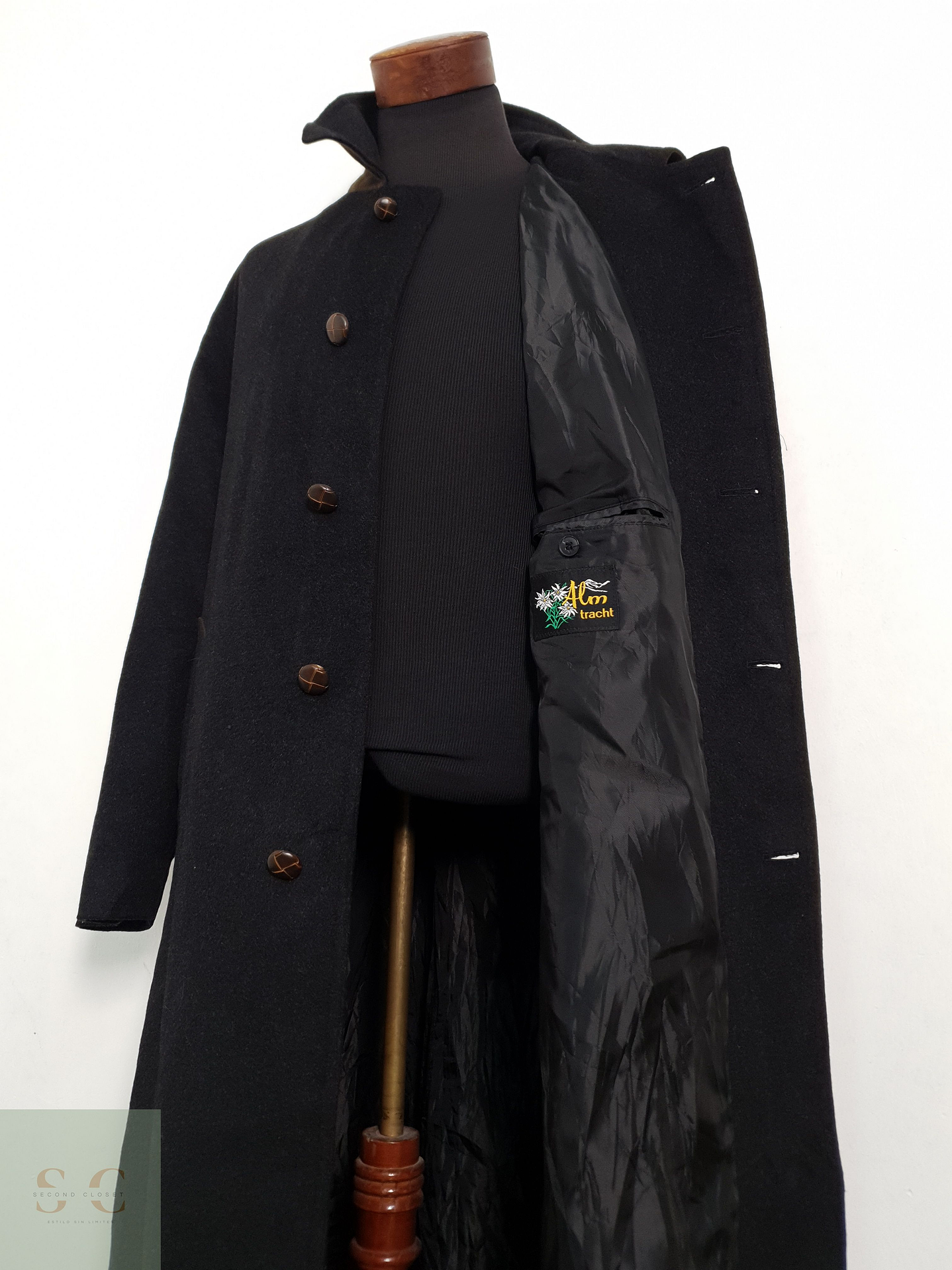 Abrigo Largo Loden Original Lana & Alpaca – Talla XL – Botones de Cuero 4