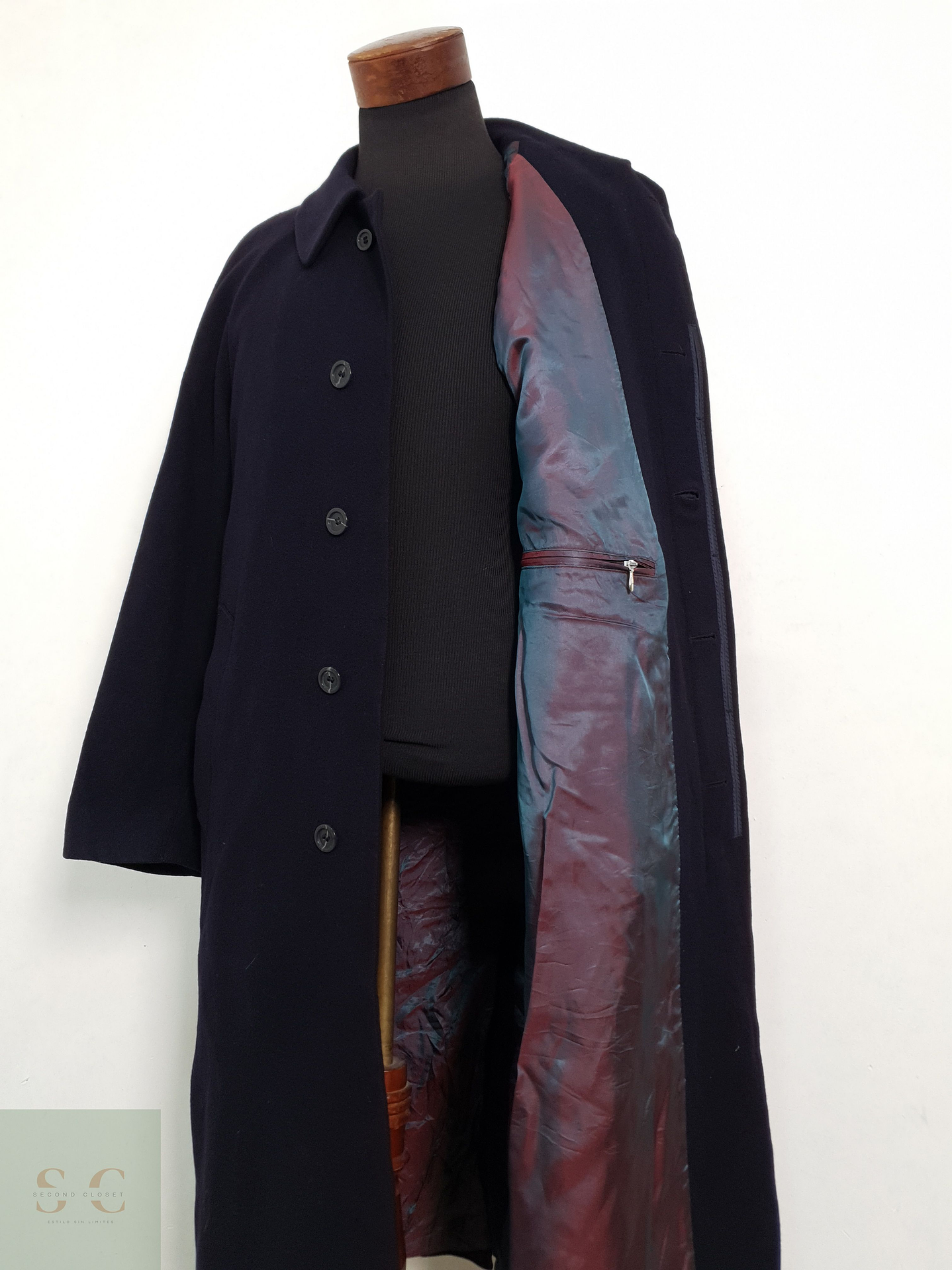 Abrigo Bugatti Cashmere Negro Largo Hombre Talla LXL 4