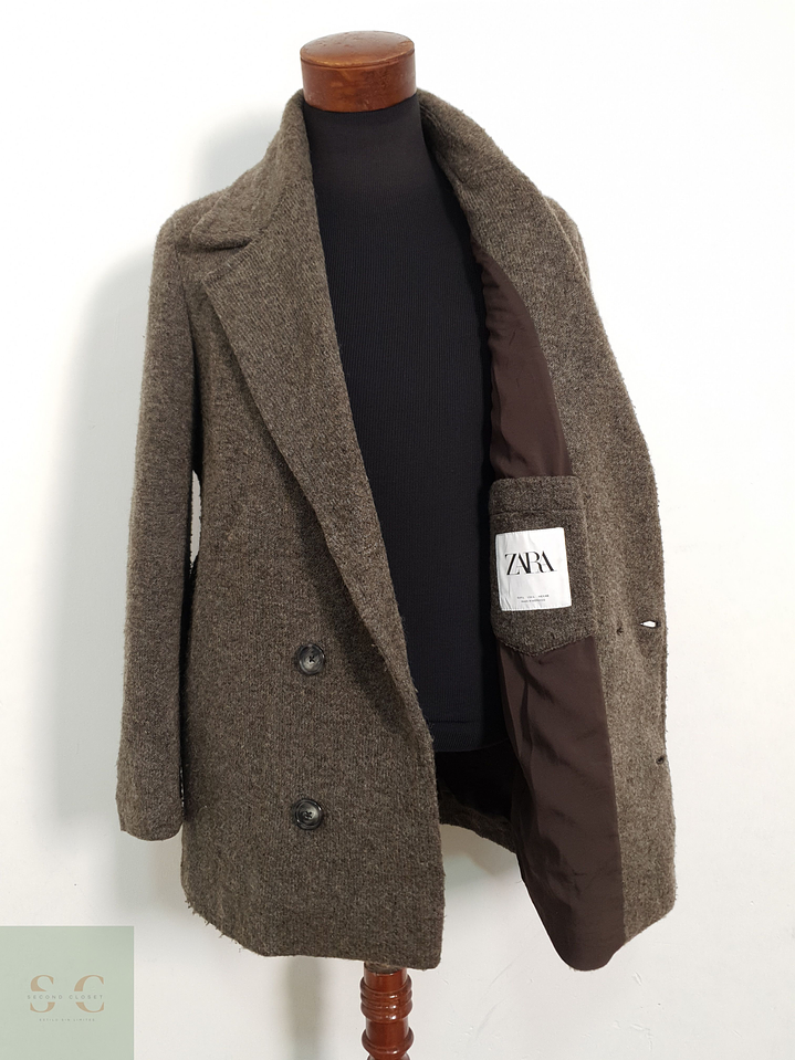 Abrigo ZARA cruzado lana hombre café TALLA M 1