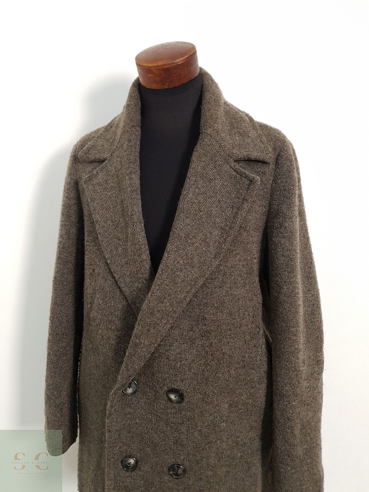 Abrigo ZARA cruzado lana hombre café TALLA M 3