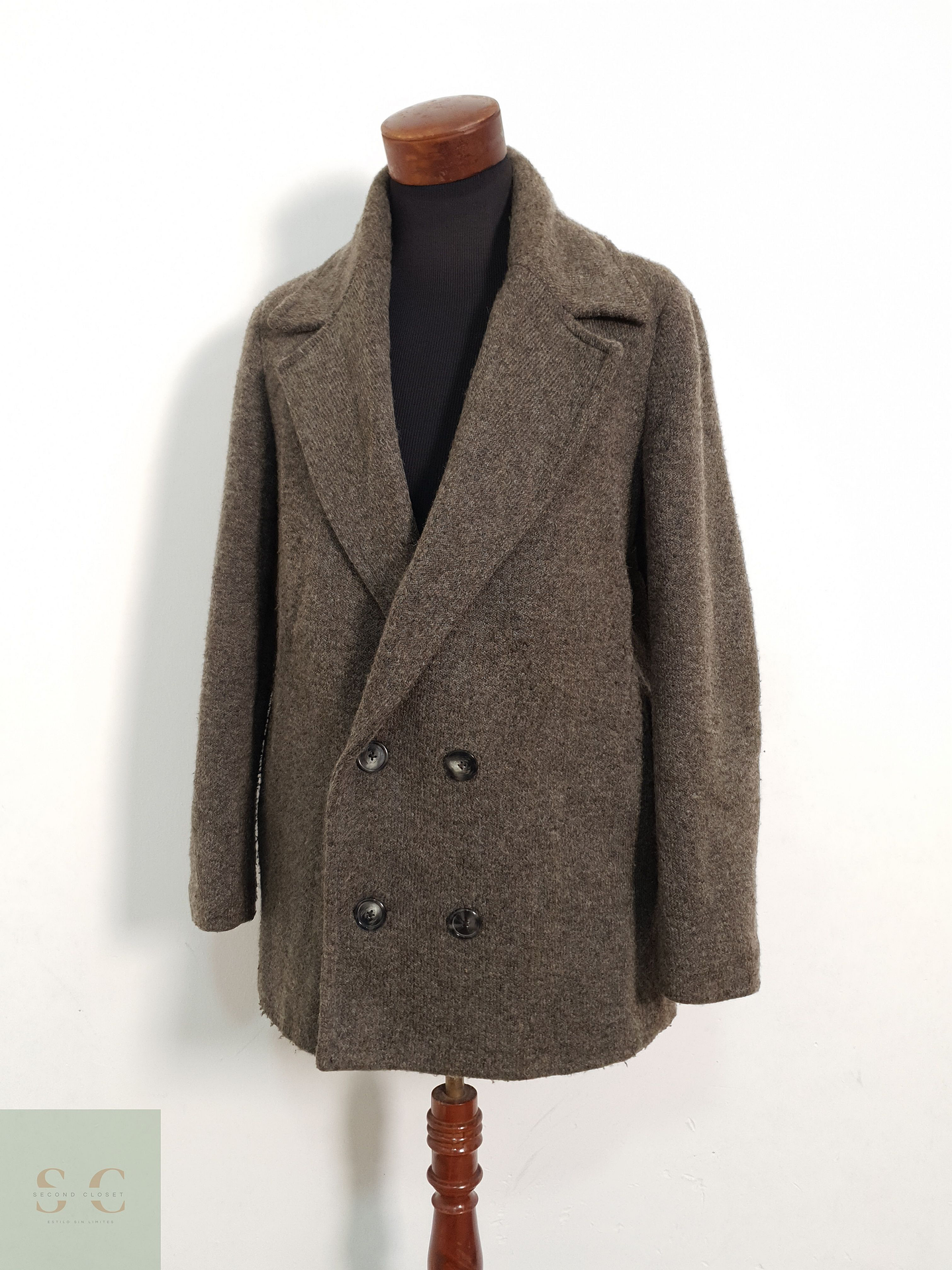 Abrigo ZARA cruzado lana hombre café TALLA M 7