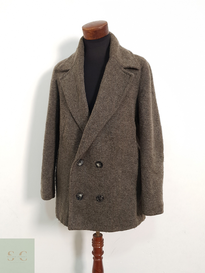 Abrigo ZARA cruzado lana hombre café TALLA M 7