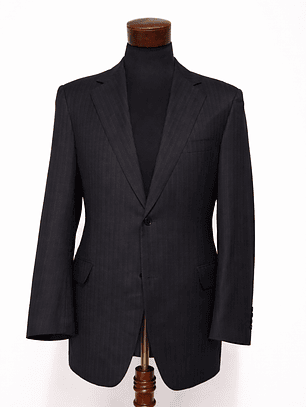 Blazer Canali Negro Raya Diplomática Lana Sastrería Italiana Talla L