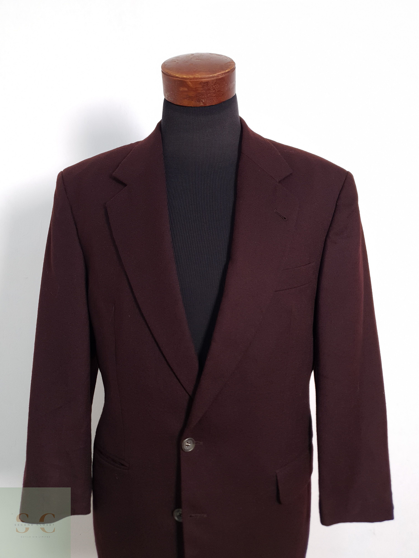 Blazer Vintage 100 lana virgen burdeos Talla LXL 2