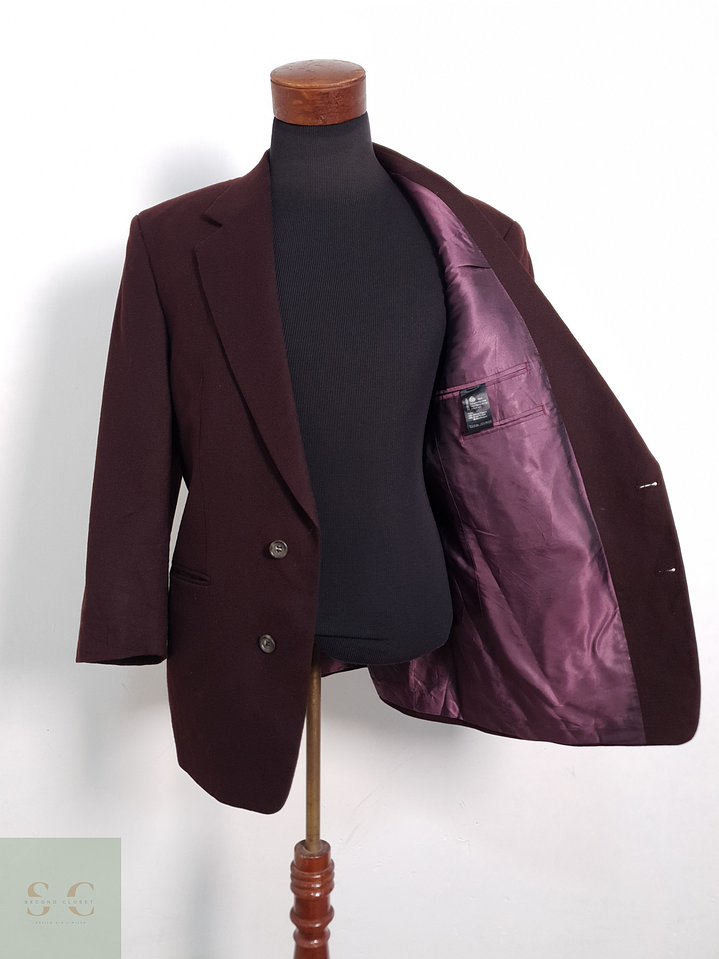Blazer Vintage 100 lana virgen burdeos Talla LXL 1