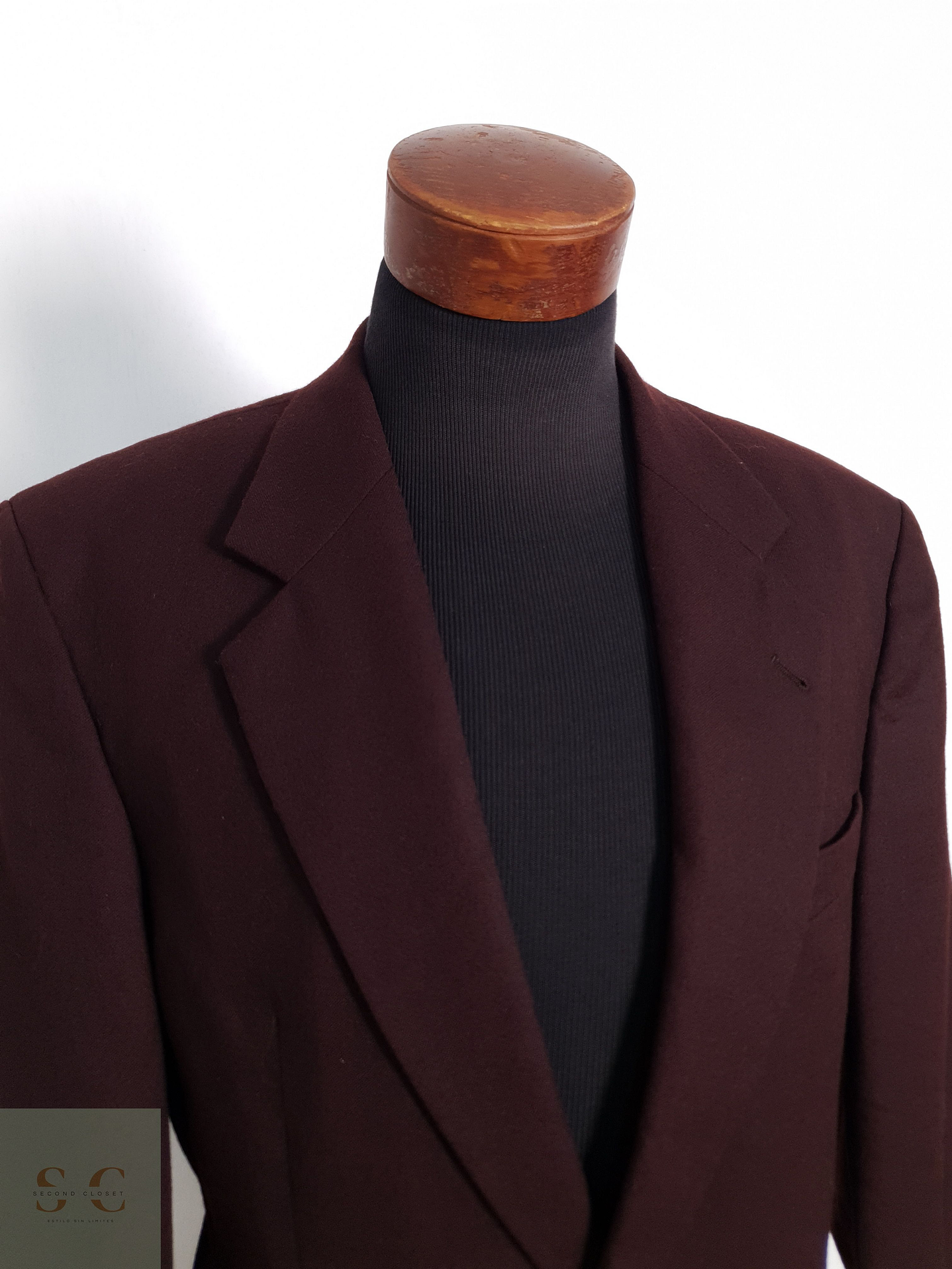 Blazer Vintage 100 lana virgen burdeos Talla LXL 3