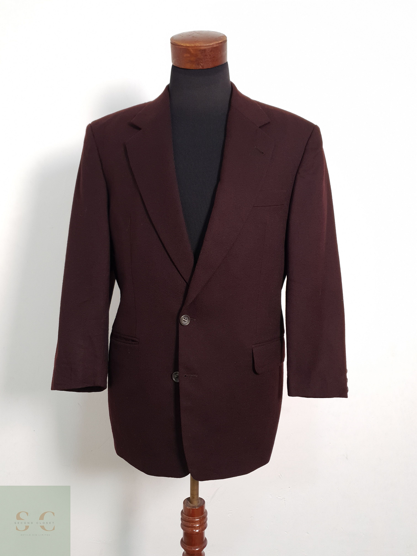 Blazer Vintage 100 lana virgen burdeos Talla LXL 4