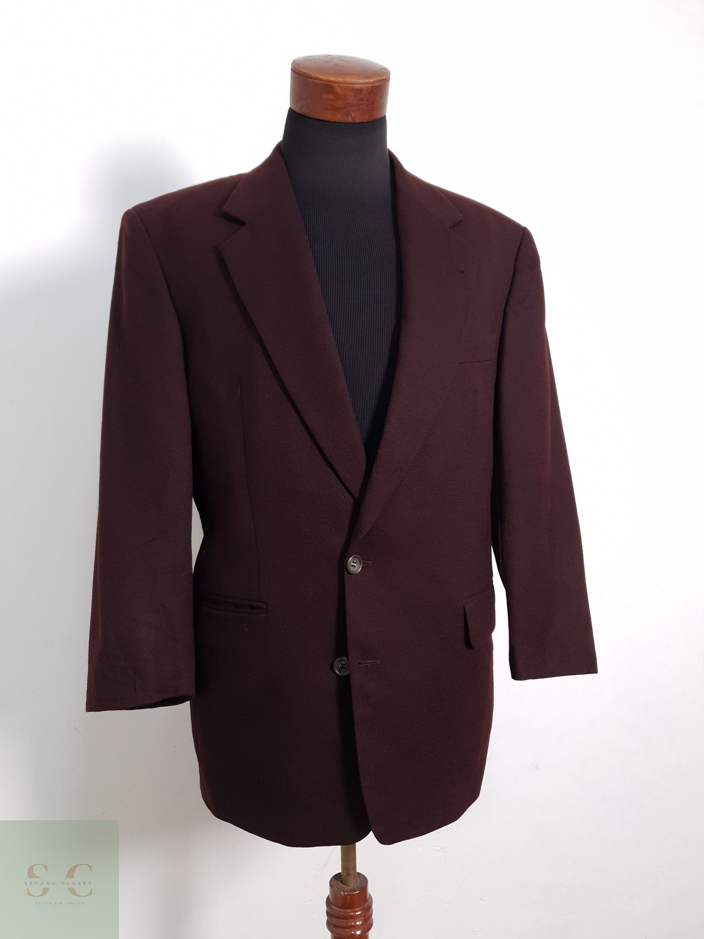 Blazer Vintage 100 lana virgen burdeos Talla LXL 5