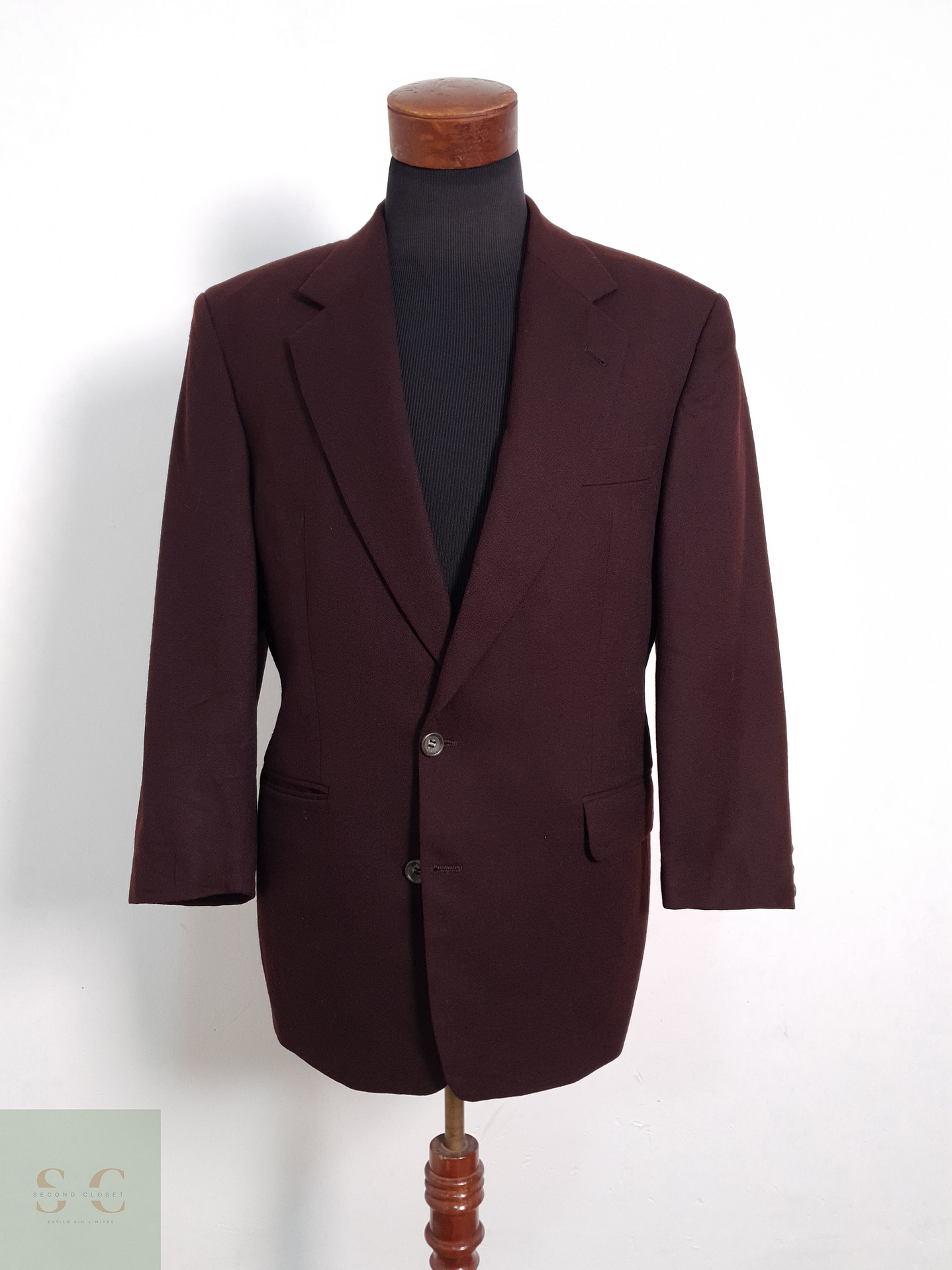 Blazer Vintage 100 lana virgen burdeos Talla LXL 7